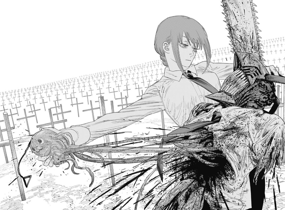 O Xrhsths レバオン Sto Twitter チェンソーマン 第95話 チェンソーマン Vs 支配の悪魔 読了 マキマさん強い 何だこの圧倒的な強さは 汗 引っこ抜かれた心臓の形がポチタなの可愛くて 状況的に笑えないけどクスッとした 藤本タツキが描く体術の応酬が見応え