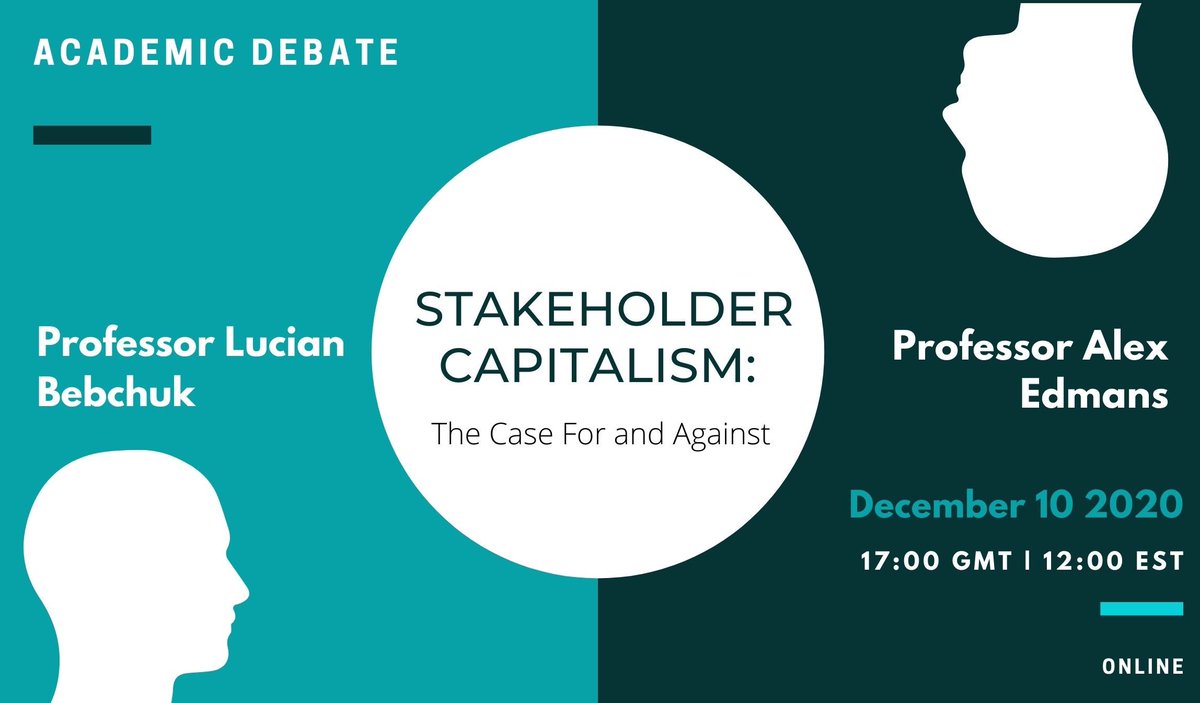 ECGI (@ecgiorg) on Twitter photo 🗣️The #Stakeholder Capitalism debate continues!
Lucian Bebchuk <a href="/HarvardCorpGov/">Harvard Law School Program on Corporate Governance</a> vs Alex Edmans (<a href="/aedmans/">Alex Edmans</a>) on 10 Dec. The case for & against corporate leaders serving goals other than #shareholdervalue moderated by <a href="/gilliantett/">Gillian Tett</a>
➡️Registration:mailchi.mp/ecgi/2020_stak… 🗣️The #Stakeholder Capitalism debate continues!
Lucian Bebchuk <a href="/HarvardCorpGov/">Harvard Law School Program on Corporate Governance</a> vs Alex Edmans (<a href="/aedmans/">Alex Edmans</a>) on 10 Dec. The case for & against corporate leaders serving goals other than #shareholdervalue moderated by <a href="/gilliantett/">Gillian Tett</a>
➡️Registration:mailchi.mp/ecgi/2020_stak…