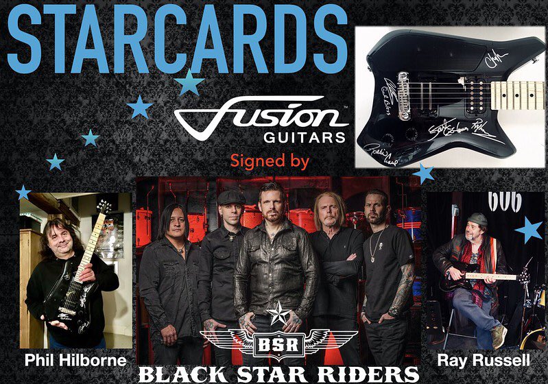 FusionGuitarFan's tweet photo. Check out the @STARCARDS4GOSH charity auction in aid of @GOSHCharity bid on a signed @Fusion_Guitars signed by @BlackStarRiders @philhilborne and Ray Russell #guitar #guitarist #technology #invention #iPhone #Apple https://t.co/1EqPGbgZCS