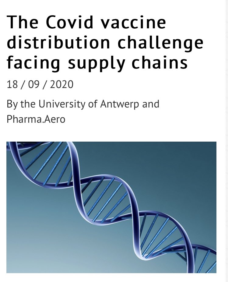 This article from the University of Antwerp about cold chain logistics is a stark reminder of why injectable vaccines are so difficult to transport. Apparently there are only 4 airports in all of Africa that can safely store these vaccines at the recommended temperatures. $VXRT
