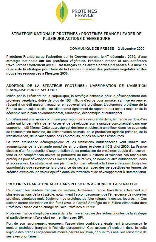 Stratégie #protéines végétales : <a href="/ProteinesFrance/">ProtéinesFrance</a> salue les mesures ambitieuses et concrètes présenté hier par le #Gouvernement
A lire : notre communiqué de presse sur la stratégie nationale protéines 👉proteinesfrance.fr/sites/default/…
#proteins #sustainable #foodsystem