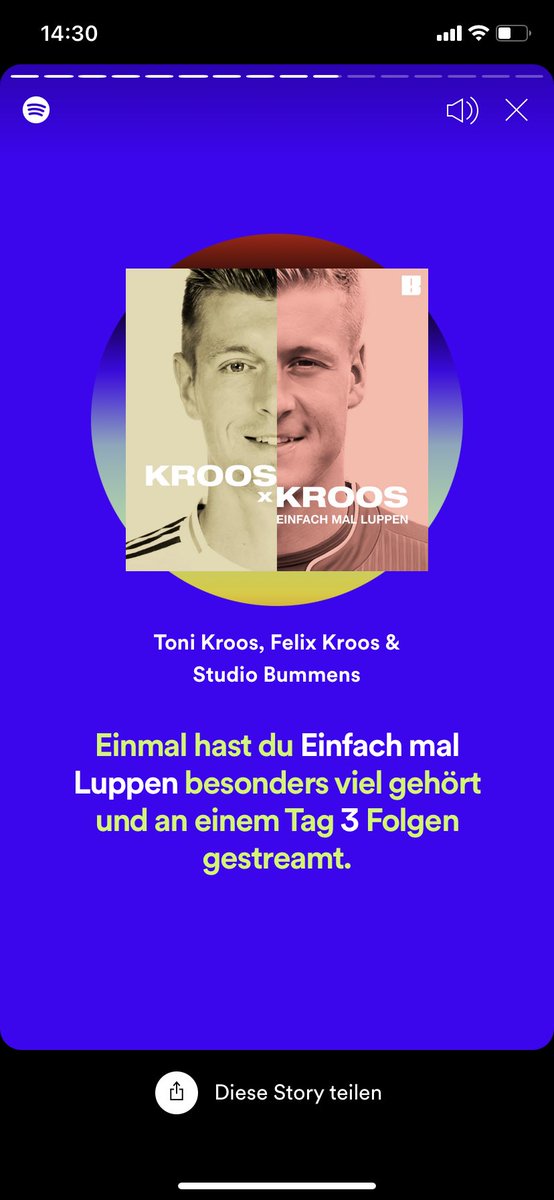 Klar die Nummer 1 👍🏼⚽️🎤🎧
<a href="/ToniKroos/">Toni Kroos</a> <a href="/felixkroos18/">Felix Kroos</a> #Spotify #einfachmalluppen