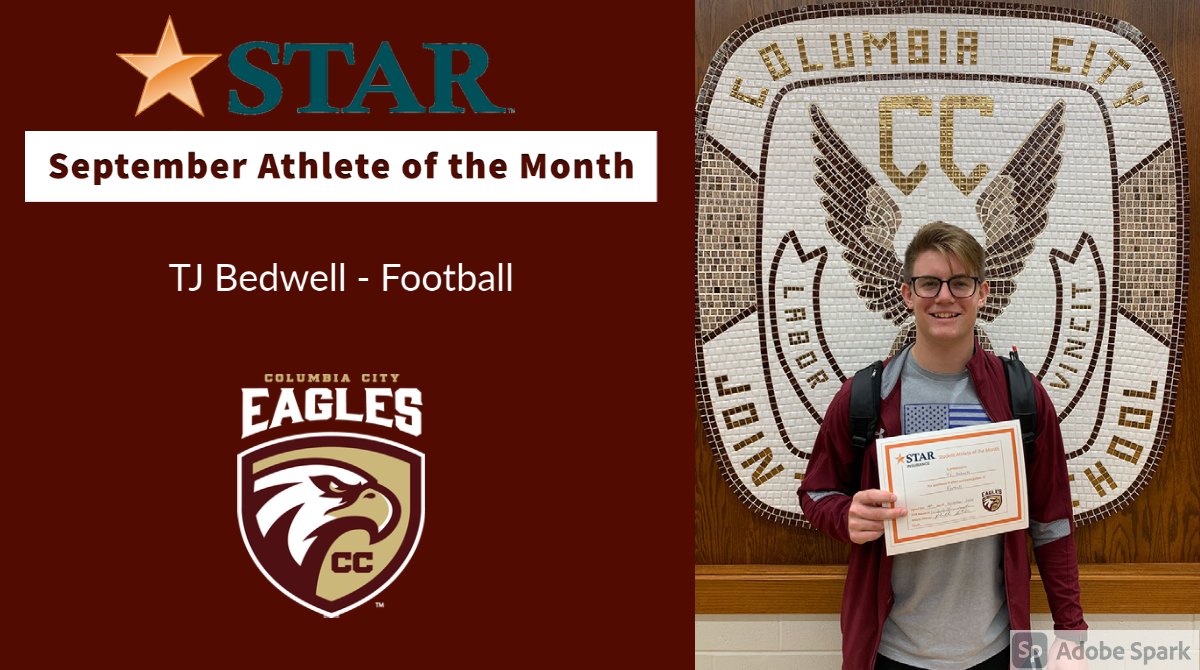 CCityEaglesAD's tweet photo. Catching up on recognition of a few of our many great student-athletes...
TJ Bedwell - September Athlete of the Month
Courtney Tobin - September Athlete of the Month https://t.co/5gkRVvLUdb