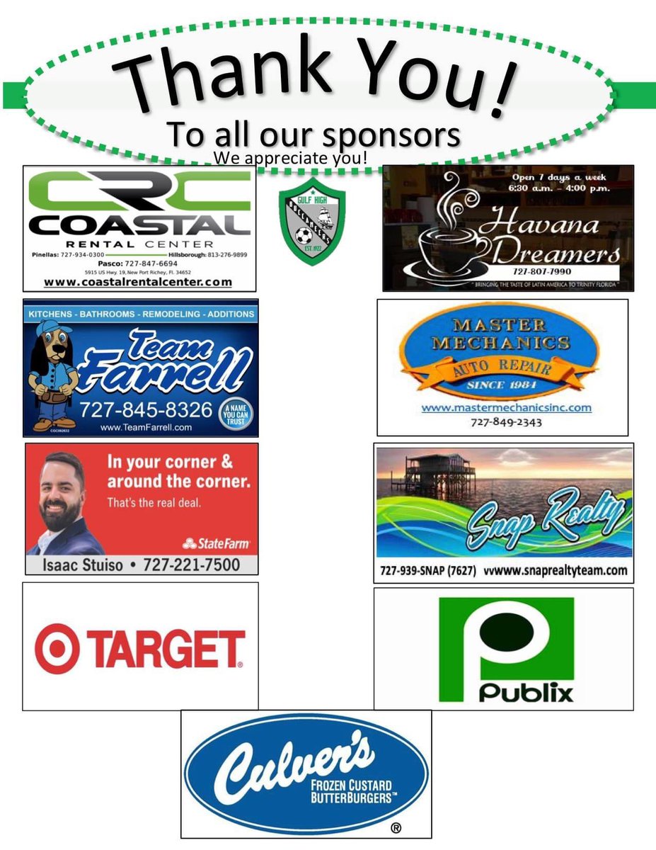 Thank you for supporting Athletics, the students and @GulfHS_GSoccer!