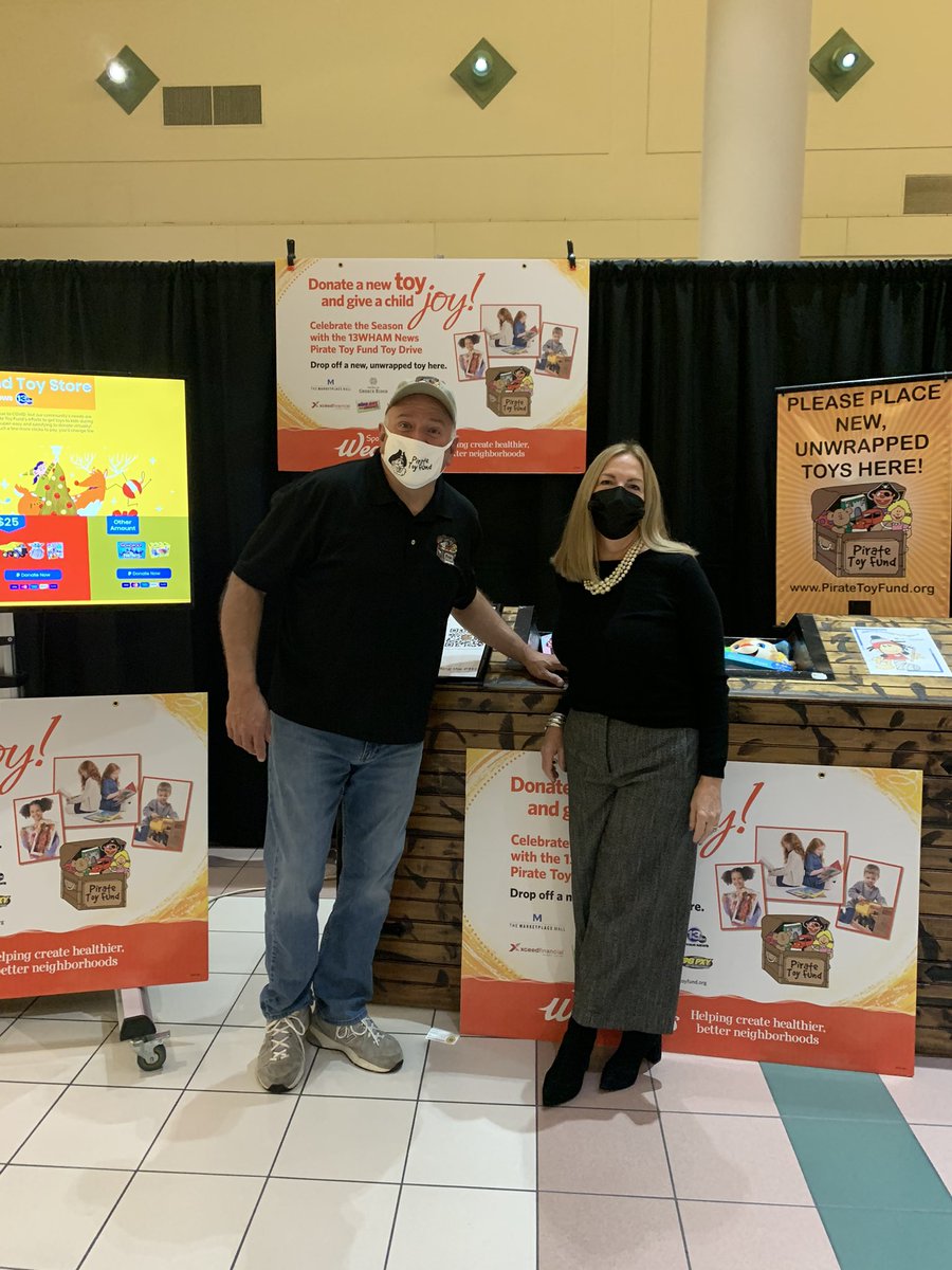 sandra_doorley's tweet photo. The @PirateToyFund is stationed at Greece Ridge Mall today collecting toys for children and local organizations! Thank you to Otto, @RebeccaLeclair6 &amp; @MSchwartzWHAM for inviting me this morning. You may also donate online at: https://t.co/X7kgEArQta https://t.co/V7U5squ2mr