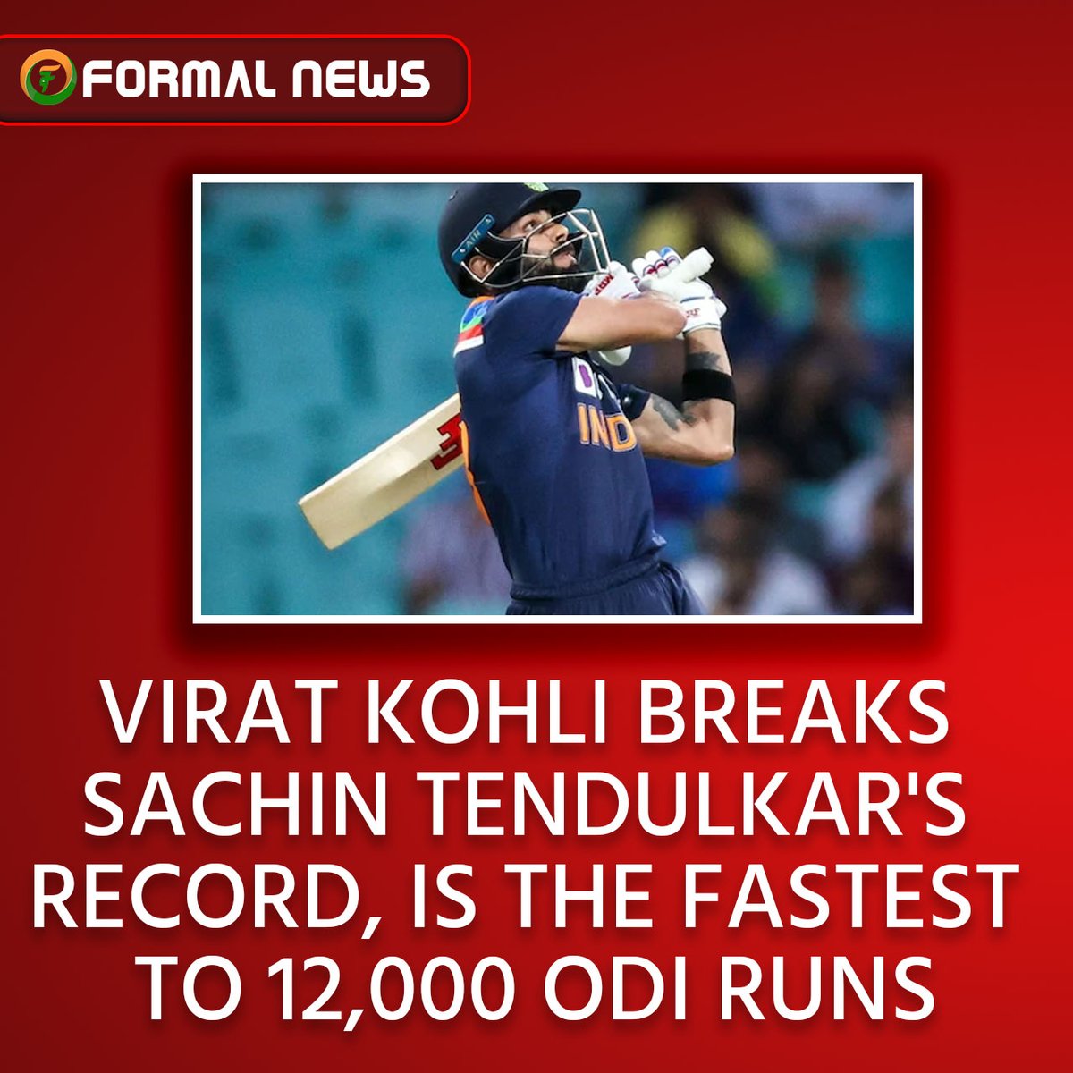 FormalNews24's tweet photo. Virat Kohli Breaks Sachin Tendulkar's Record, Is The Fastest To 12,000 ODI Runs

#formalnews #newsupdate #dailynews #indianews #sanvadata #letestnews #viratkohli #sachintendulkar #cricketnew #indiaaustraliaodiseries #fastestruns https://t.co/Sw8qCl0EBs
