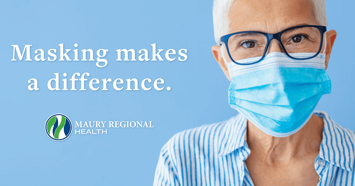 MauryRegional's tweet photo. Everyone can do their part to help slow the spread of COVID-19 and protect those at greatest risk by wearing a mask, practicing good hand hygiene and social distancing. 

#MaskingMakesADifference https://t.co/8T3WY7T37v