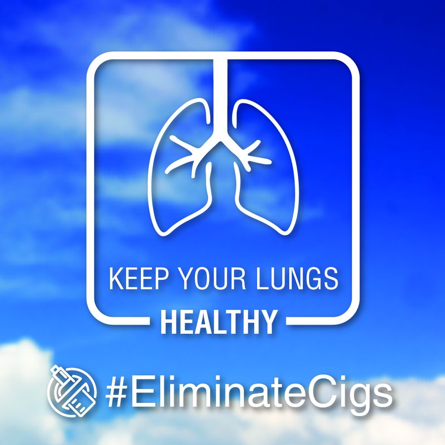 Did you know that vaping can cause a teenager to develop the lungs of a 70-year-old? Please help us create awareness about the dangers of e-cigs by sharing this message. #EliminateCigs