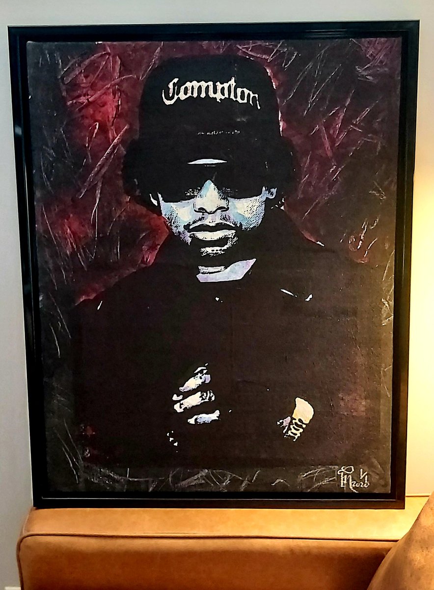 CondoChris's tweet photo. Got Eazy back from the framer. Looks killer. Now I gotta find a place to hang him up. Might have to take grandma's portrait down to make room..sorry Grandma #eazyE #NWA #permanentmark https://t.co/XhBmyUZ2ZH