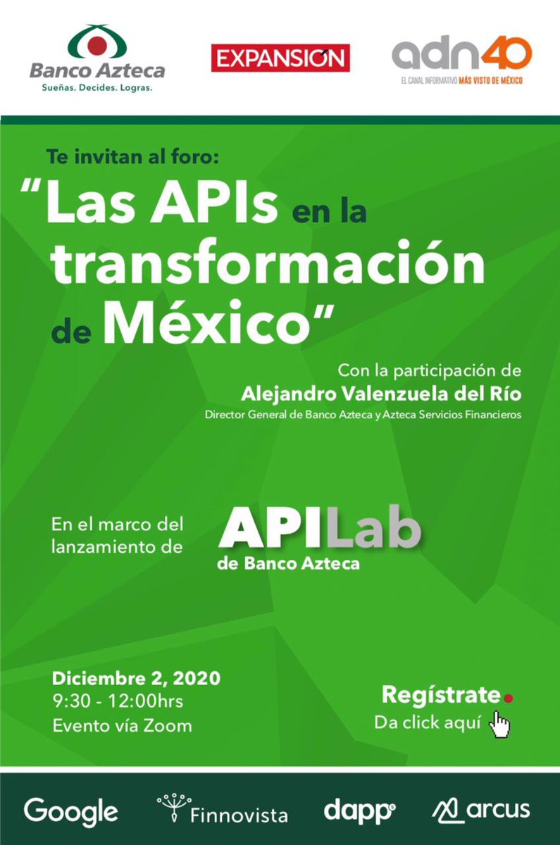 jmazpiroz's tweet image. Va a estar bueno este foro hoy sobre el futuro de las APIs en México, convocado por @BancoAzteca @ExpansionMx y @adn40. Se presentará #APILab, el espacio más grande para conocer, experimentar y usar APIs desde el sector financiero en México.

¡Ojo Geeks!