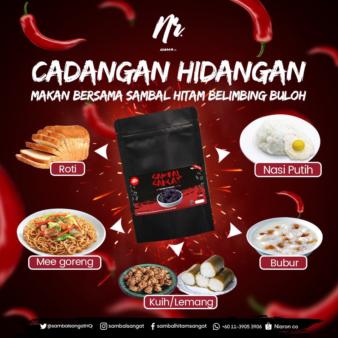 faizulsuermann's tweet image. Ada yang nak sambal hitam pahang dan sambal hijau bilis for free tak?โผ๏ธ
RT & IโLL CHOOSE 12 WINNERS
โผ๏ธSenang je nak menangโผ๏ธ
1๏ธโฃ Follow acc twitter @sambalsangatHQ
2๏ธโฃ RT the tweet ni dan pin post @sambalsangatHQ Then screenshort yee
3๏ธโฃ Reply saya suka #sambalsangat ๐