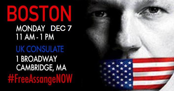 Plucille54's tweet photo. Our Nov 30 #Boston action was rained out - but it made us more determined!
We'll be showing up in front of the Cambridge #UKconsulate EVERY Monday thru December leading up to Jan 4 extradition verdict.
Dec 7, 14, 21 & 28th
#FreeAssangeNOW
#DontExtraditeAssange
#UKBailAssange https://t.co/3NoOmXeF5x