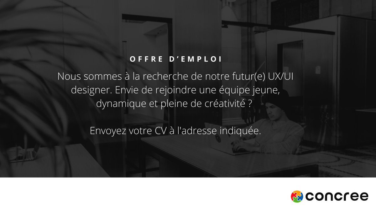 startupconcree's tweet photo. Concree est à la recherche d'un UX/UI designer. Partagez avec vos connaissances 😉
Cliquez sur le lien pour plus d'info 👉🏾 https://t.co/WJnyK8Y56n https://t.co/ul4lFsjbGm