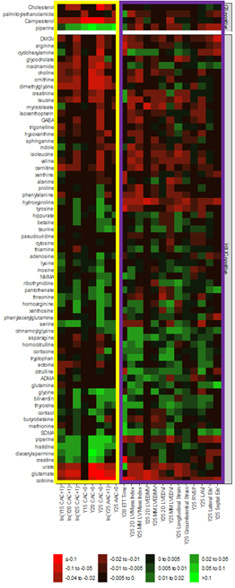 .  @RaviShah_MD immediately recognized the structure within the heatmap. Notice metabolites related to vascular phenotypes follow a different pattern than those related to myocardial phenotypes.