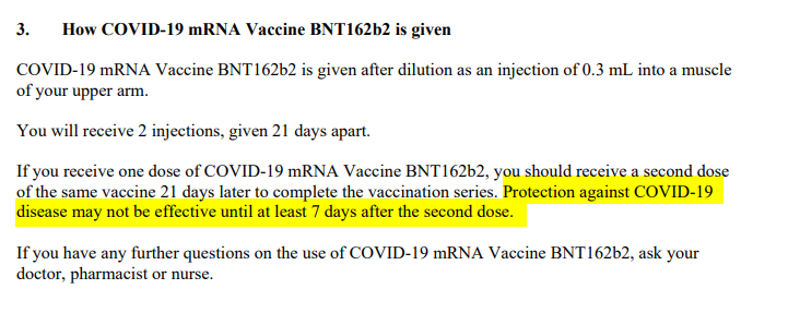 The UK authorization of the COVID-19 vaccine means we have access to a product label. 

Two observations that I think media folks in the US should keep an eye on: 

- The vaccine causes plenty of short-term side effects
- People aren't protected until 7 days after 2nd dose