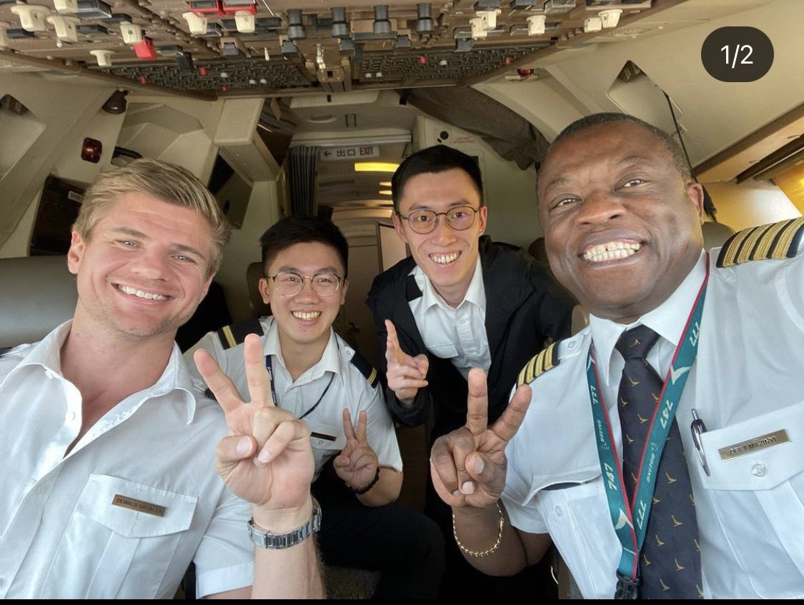 AdamTheofilatos's tweet photo. This is Zimbabwean Obet Mazinyi, the first EVER black captain to fly for Cathay Pacific- one of the world’s top airlines. 

Mazinyi captains the iconic 747 jumbo. 

Don’t let anyone tell you that Zimbabweans aren’t amazing people🇿🇼🙏🏼 https://t.co/XdWhIsPzkG