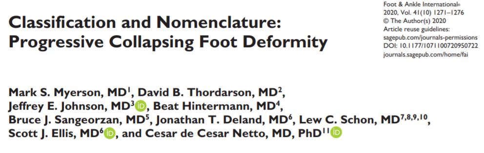 Expert consensus statement recommends updated terminology for progressive collapsing foot deformity and updated classification system. ow.ly/sAPw50CAz5T