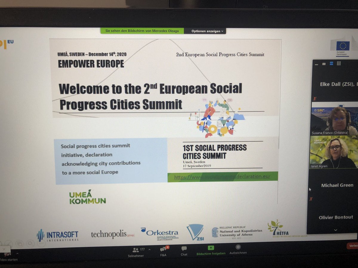 ZSI Research Policy (@zsi_fe) on Twitter photo Janet Ågren, deputy mayor of Umeå invites to the (digital) 2nd European Social Progress Cities Summit
socialcities.coeo.events
at the EU-SPI Launch Event today #SocialProgress Janet Ågren, deputy mayor of Umeå invites to the (digital) 2nd European Social Progress Cities Summit
socialcities.coeo.events
at the EU-SPI Launch Event today #SocialProgress