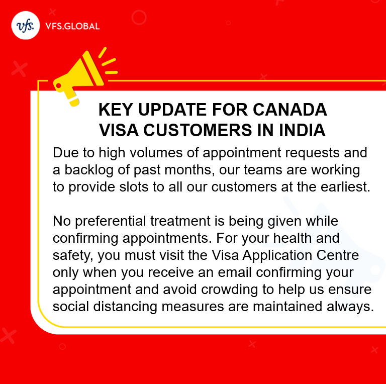 VFSGlobal's tweet photo. Customer safety is our top priority. 

We request our Canada visa customers in India to await their appointment letters and avoid crowding at the Centres without an appointment for their safety as well as that of our employees.  

@CanadainIndia https://t.co/GxIfueYOvL