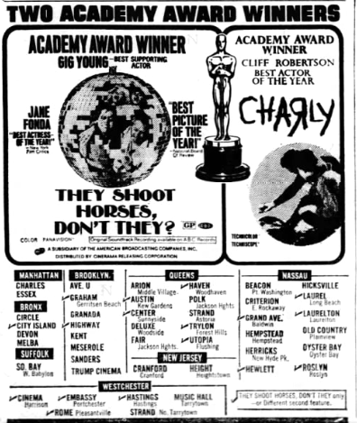 Tiny Trump Cinema stands out more in a smaller reissue break (6/13/70) but is much harder to find in oddly-formatted list in 12/31/70 ad highlighting an actor who I once spent five hours interviewing.  https://nypost.com/2012/03/11/leave-the-gun-take-my-career/