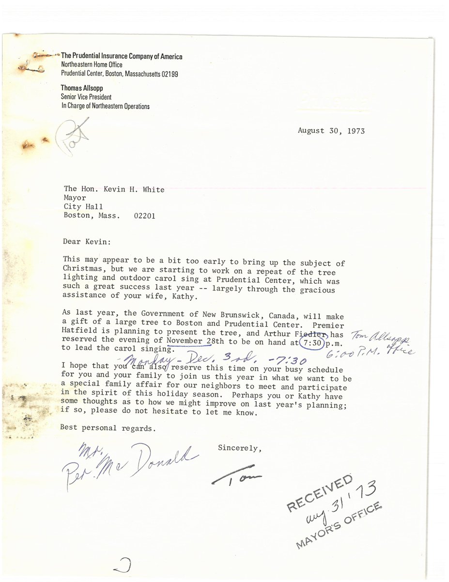 Over the years, Boston's tree lighting hasn't always looked exactly the same. For example, in recent years, the tree has been lit on the Boston Common. But in the 1970s, the tree lighting took place at the Prudential Center.