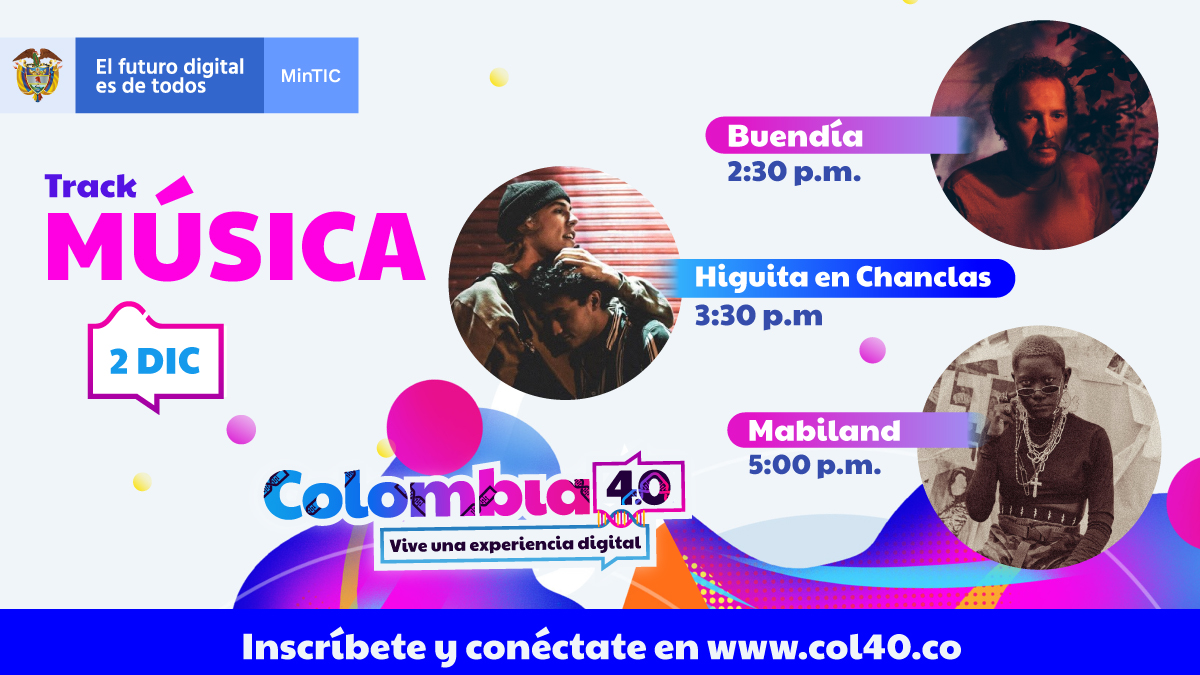 Col4punto0's tweet image. Hoy 2 de diciembre disfruta del talento de varios artistas en el track de #Música en #Colombia40
⏰ 2:30 p.m  Álvaro Buen día
⏰ 3:30 p.m La banda Higuita en Chanclas
⏰ 5 p.m  La cantante @Mabiland
 Conéctate 👉🏼col40.co