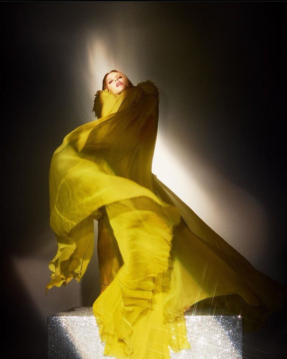 JPGaultier's tweet image. Love at first sight with pop idol @kylieminogue dancing in a #GaultierParis #AW19 lemon silk mousseline gown for @guardianfashion.
Photographed by #JensLangkjaer.
Styled by #KarlWillett.