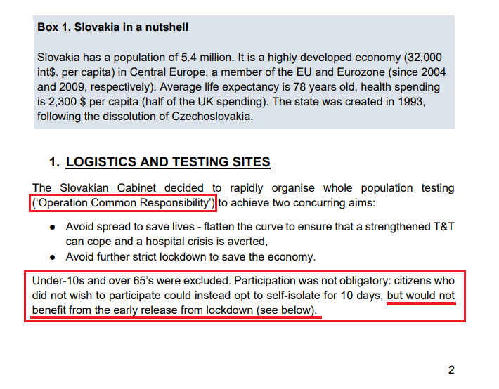 "Operation Common Responsibility"p. 1: of interest: ",even though  #Slovakia has 3 times as many beds per capita then the  #UK & sufficient supplies" p 2: Participation: citizens who did not wish to participate would not benefit from the early release from  #lockdown. #COVID19