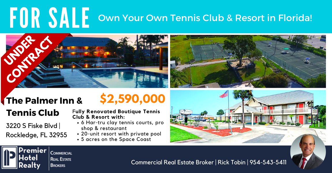 CREPropertyWire's tweet image. 🎾We are pleased to share with you that Premier Hotel Realty has placed The Palmer Inn &amp;amp; Tennis Club in Rockledge, FL Under Contract! 📝

📌Considering selling your property? Contact us! We have dozens of qualified buyers still looking to purchase hotel properties of all sizes.