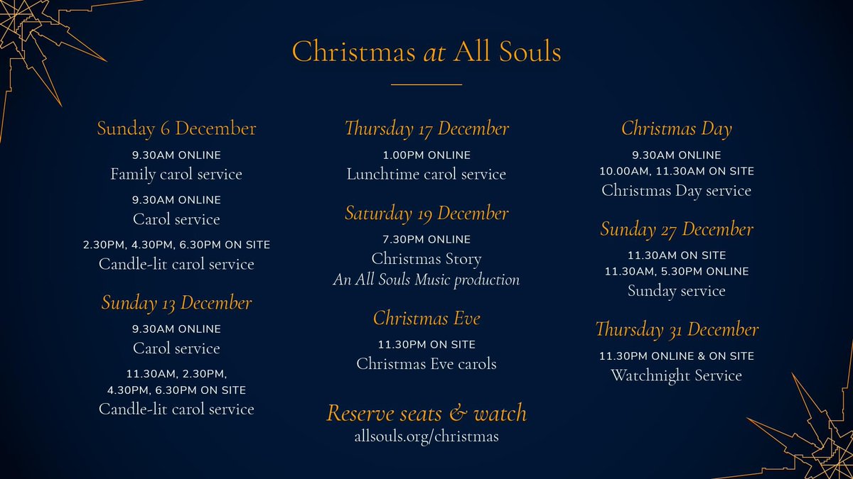 ClubhouseW1's tweet photo. Christmas offerings online and onsite at All Souls Langham Place. Tickets for onsite services available to book now.  

#ComfortAndJoy https://t.co/5PIoiR6Ipn