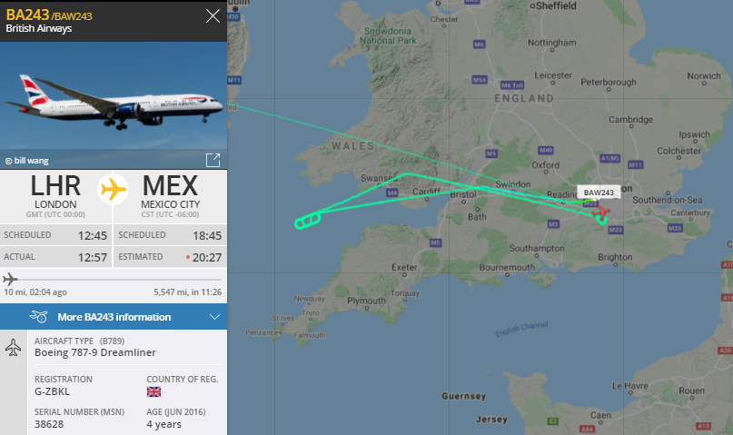 NikPhillips666's tweet photo. British Airways #BA243 to Mexico City returning to London https://t.co/lO8qBGsddW