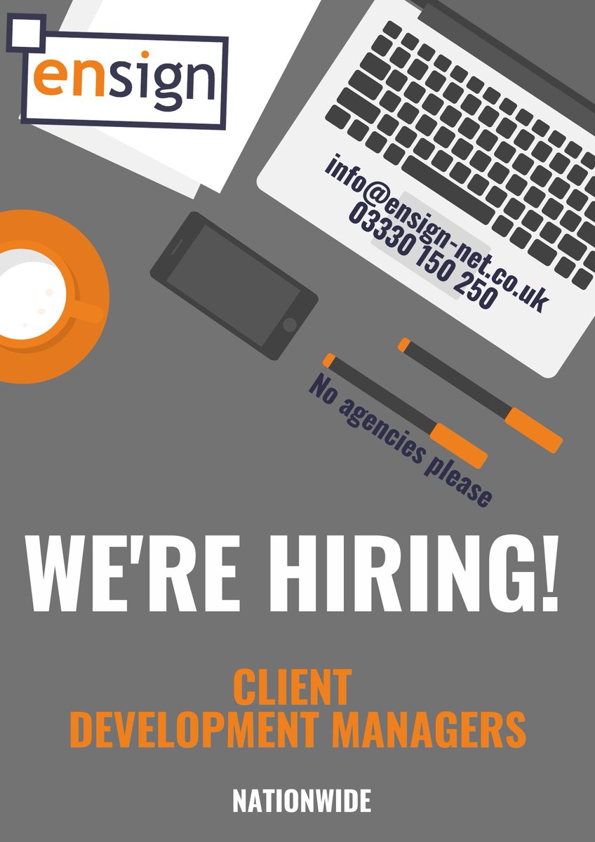 EnsignCommsUK's tweet photo. We're interested in great people. Are you great? If so email us your CV or apply via our website - https://t.co/I5OgQV8YIy
#recruitment #clientdevelopmentmanager #growthbusiness https://t.co/Fv0Z4gSU4h