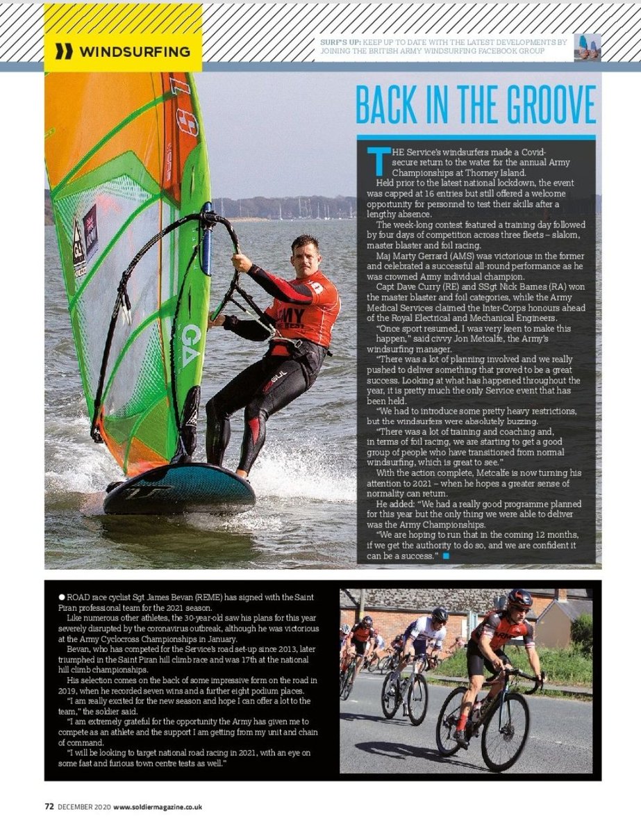 ArmySportASCB's tweet photo. December's edition of @soldiermagazine is now available online with #ArmyWindsurfing #ArmyAngling @BritArmyCycling and Army Elite Sport updates.
https://t.co/DEC5YqjC2s https://t.co/36lt0f1iAv