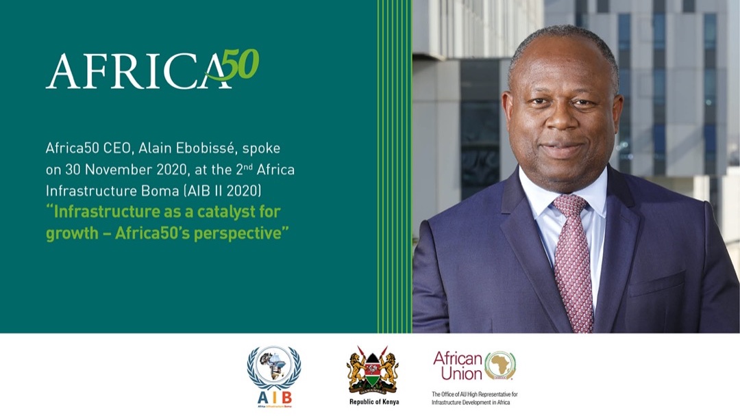It's safe to say the advent of cell phones &amp; internet connectivity with their myriad applications, has been the best example over the past 2 decades of how regional infrastructure can turbocharge economic development. Africa50 CEO, Alain Ebobisse, #AfricaInfrastructureBoma 2020.