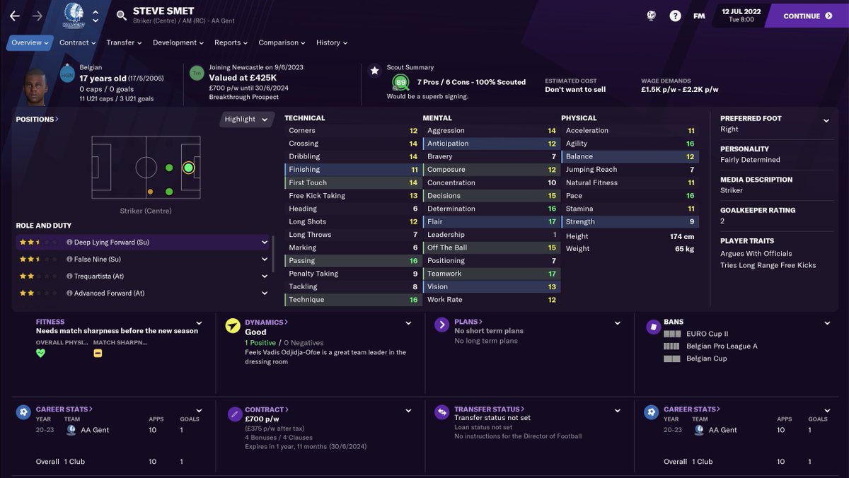 TRANSFERS IN - Summer 22/23 (So far)And finally a couple more exciting youngsters...Sebastian Chudyba (DC) - £3.5m (no WP)Steve Smet (SC) - £23.5m (no WP) still only 17Happy to get Smet, he looks like he'll grow into a monster. #FM21    #NUFC