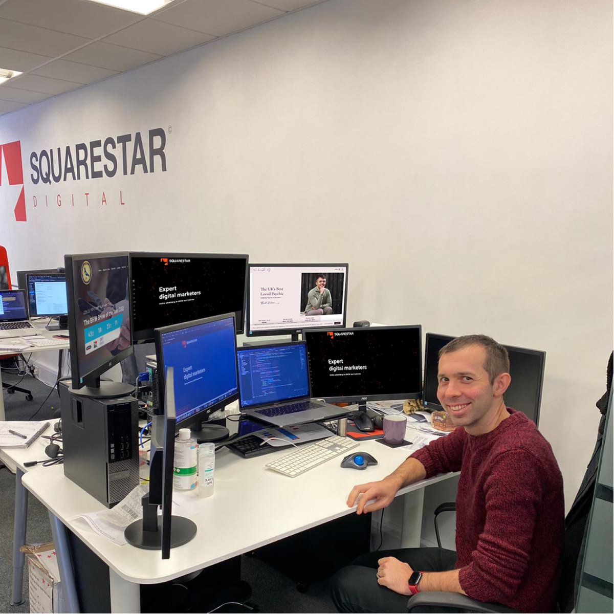 Our web team has grown again! Mark has been with us a couple of months now and we feel ready to share him with the world.

We're just in the process of getting him some more screens however as we're pretty sure he can work on at least 15 projects at once. 🤣 

Chris