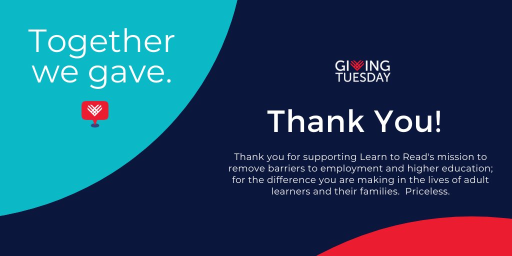 LearnToReadSJ's tweet image. Thank you for supporting Learn to Read of SJC on #GivingTuesday2020 !