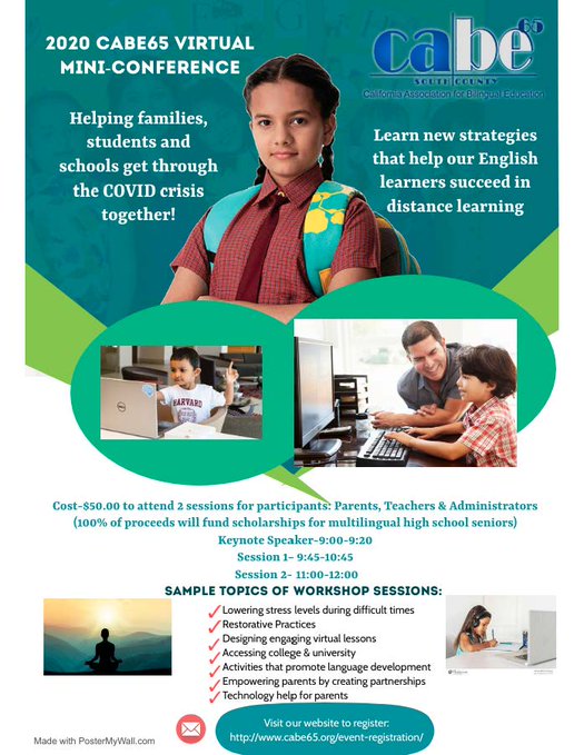 CuevasAntillon's tweet photo. Parents+Community Leaders+Educators+Administrators: Please share widely.
NEXT WEEK: Dec 12, Sat. morning
CABE mini-conference
100% of proceeds fund scholarships for 2021 graduating multilingual 12th graders!
Register: https://t.co/782xmEerHY
@CABEBEBILINGUAL
@mcapalliance
@DLeNM https://t.co/vHEMmwlyB4