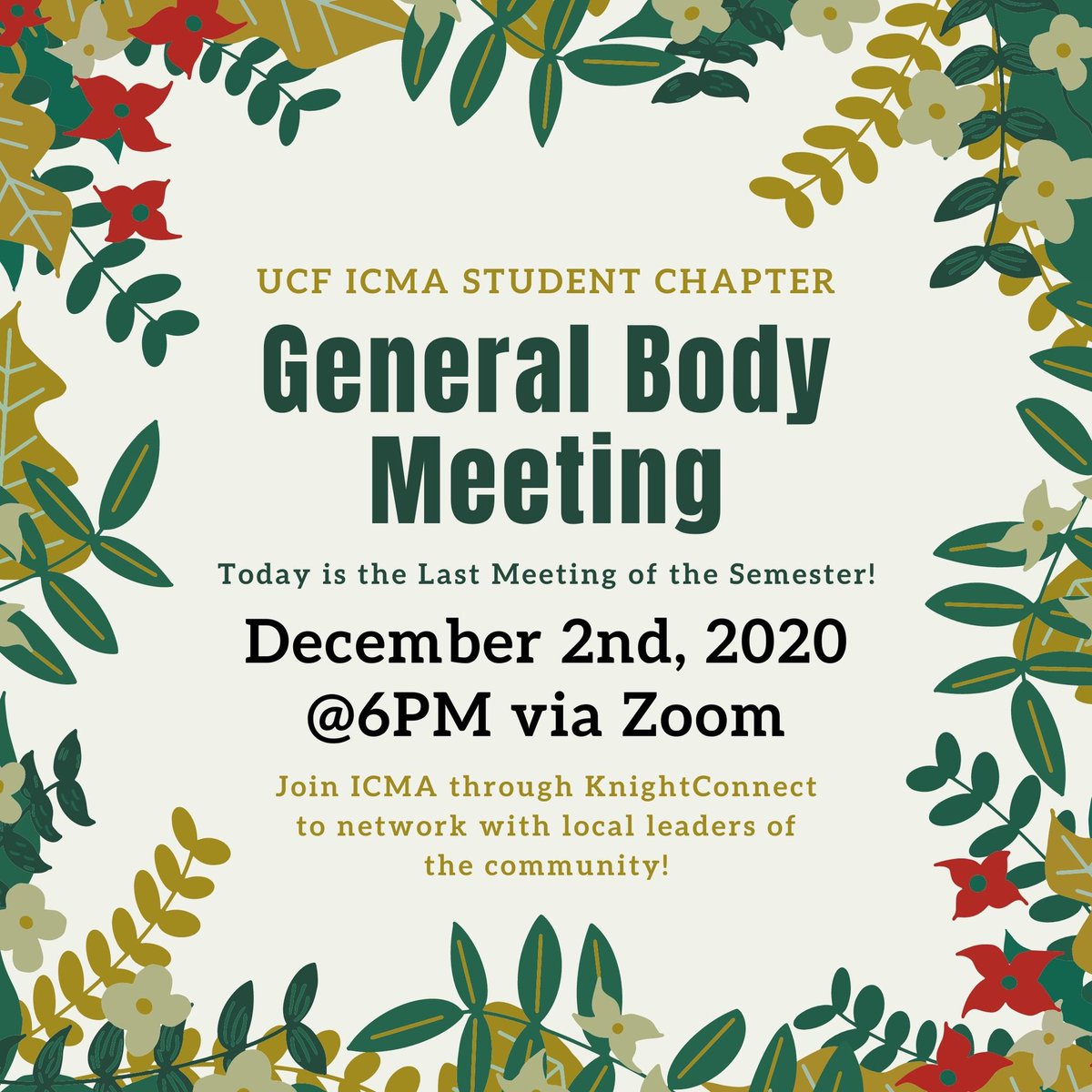 ICMA_UCF's tweet photo. We are hosting our last meeting for the semester today at 6pm via zoom! Email us at icmaucf@gmail.com for the link!
Join us to meet our presenter for this evening. https://t.co/13LoksylnW