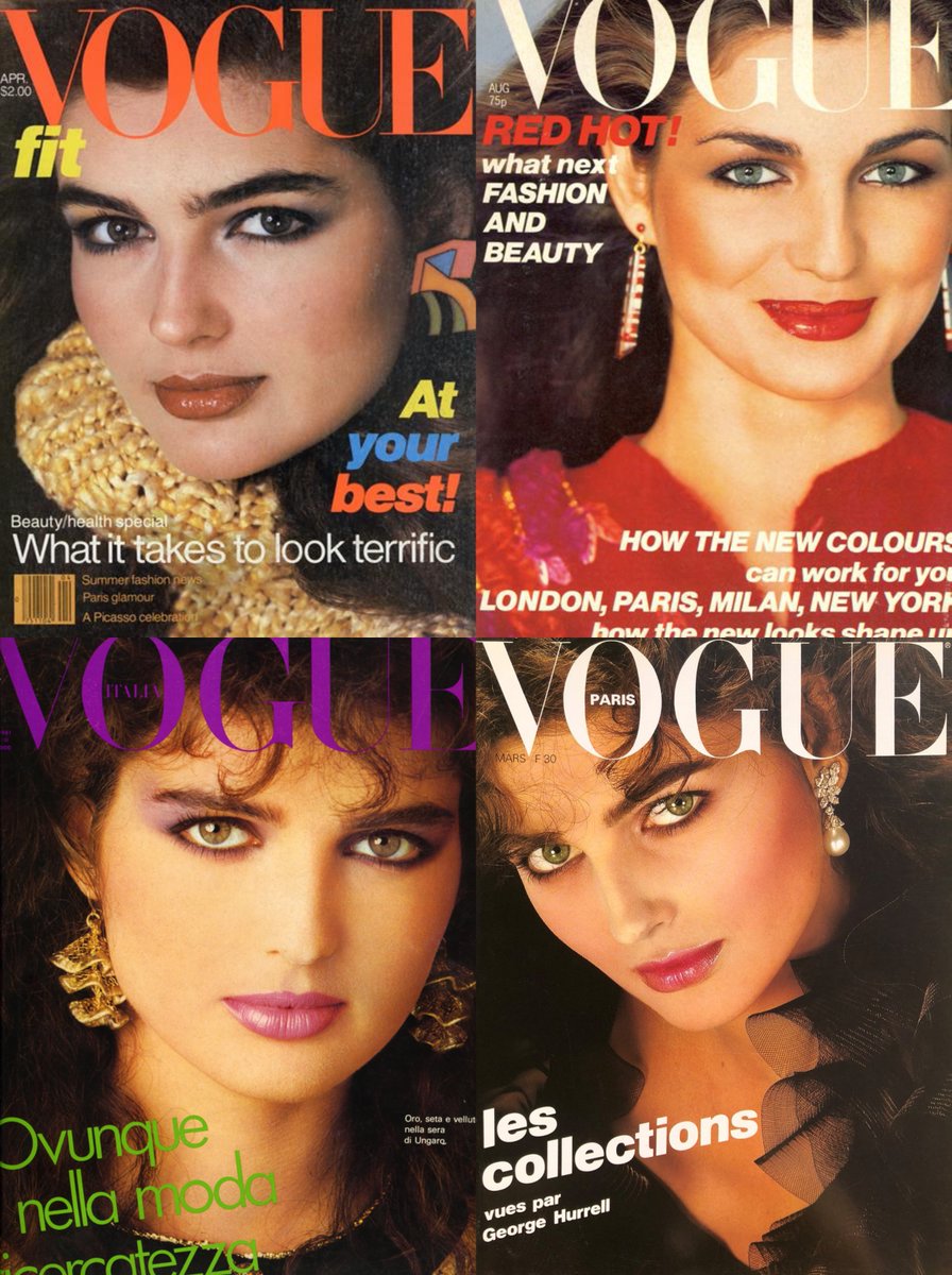 EVA VOORHES Vogue US April 1980Vogue UK August 1979Vogue Italia October 1981Vogue Paris march 1981