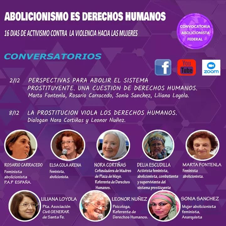 ABOLICIONISMO ES DERECHOS HUMANOS

16 DÍAS DE ACTIVISMO CONTRA LA VIOLENCIA SOBRE LAS MUJERES

#ProstituirEsViolencia
#AbolicionismoEsDerechosHumanos 
#ConvocatoriaAboliconistaFederal