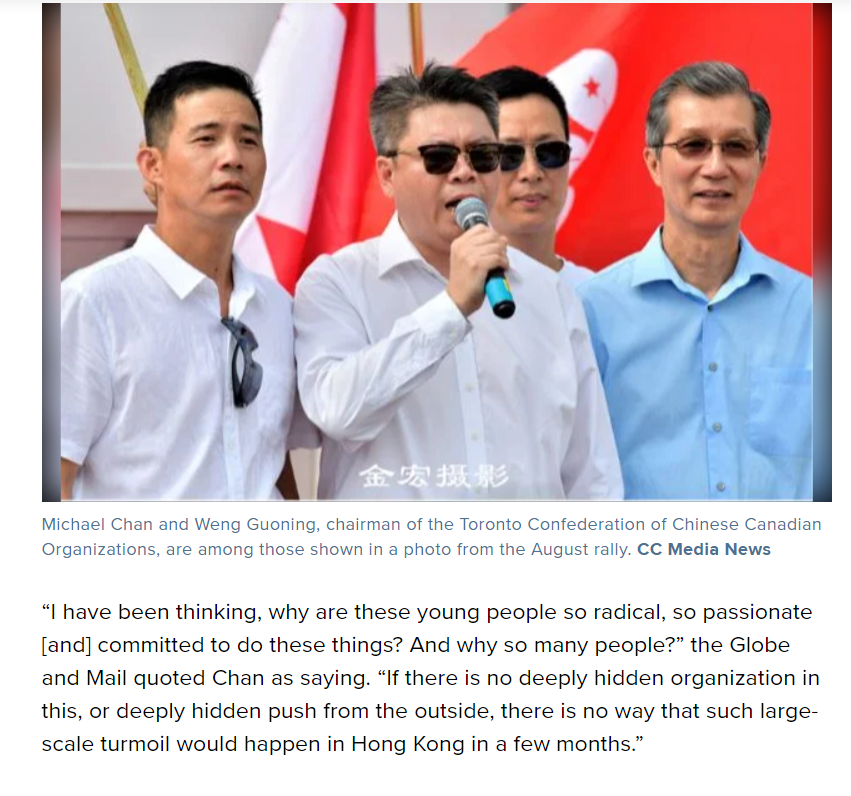 19. Network links through Markham and United Front activity, 2019 anti-Hong Kong democracy, pro-Beijing national security rally
