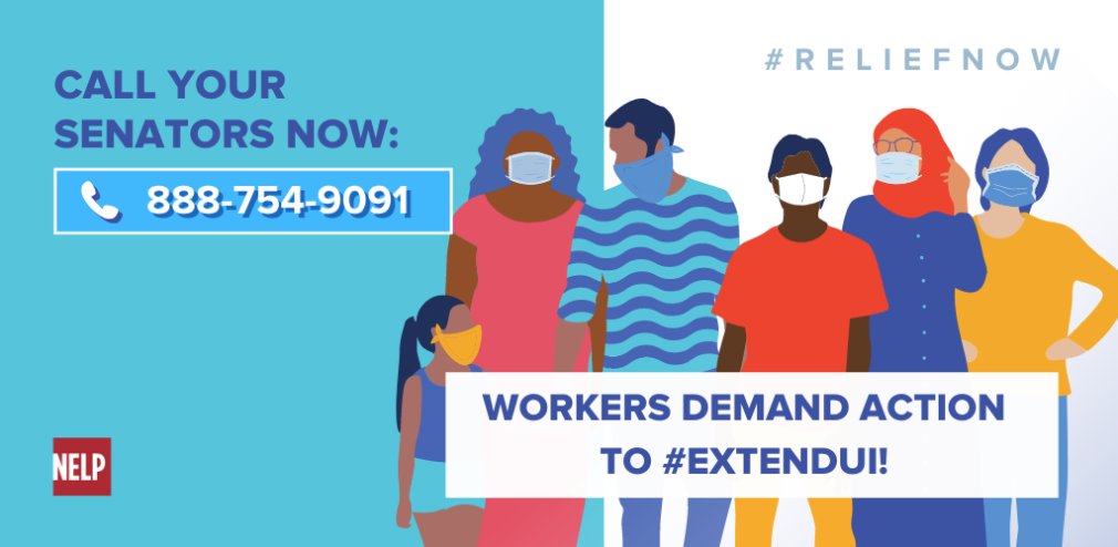 CLASP_DC's tweet image. Millions of workers across the country are demanding Congress act to extend unemployment insurance and renew the CARES Act’s pandemic relief programs. Call your Senators at 888-754-9091 and tell them #ReliefCantWait! They MUST #ExtendUI and deliver #COVIDReliefNow! 
@NelpNews