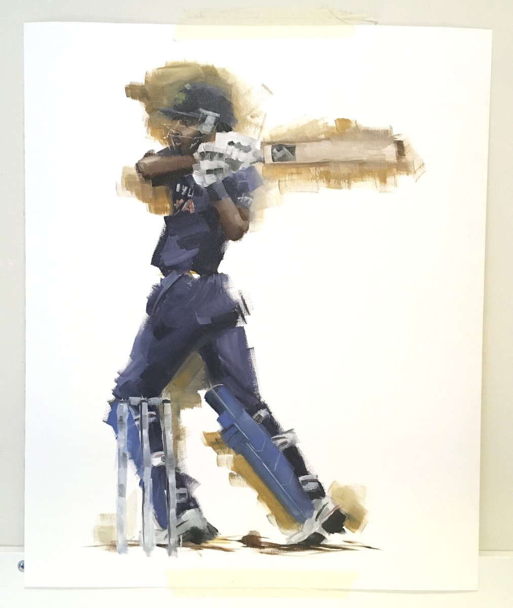 That's my painting of #pandya finished, now time to let it dry.

I'd appreciate some RTs just to guage whether I have an audience or not for this painting any Indian cricketers.  

Many thanks x