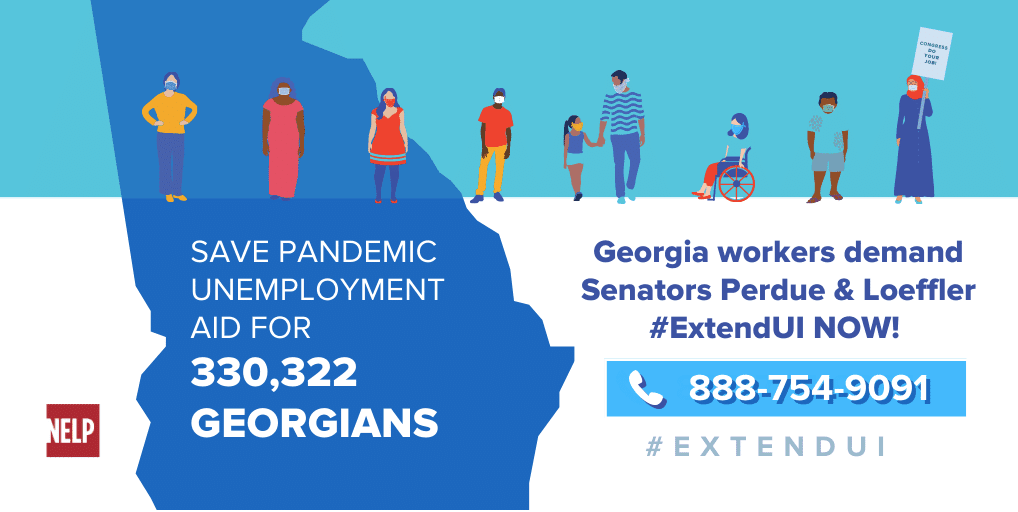 CLASP_DC's tweet image. 330,000+ unemployed Georgians will have their jobless aid lifeline cut off the day after Christmas unless Congress acts! If you’re in #Georgia, call your Senators at 888-754-9091. #ExtendUI #ReliefCantWait!