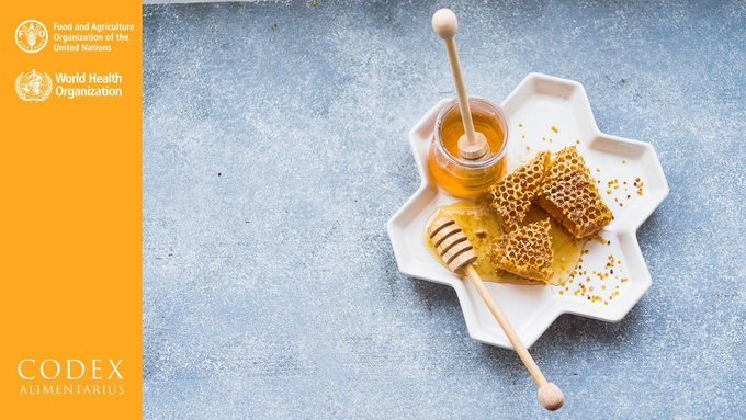 FAOWHOCodex's tweet photo. @apimondia 🤓 | A5 | Hey, if you are talking about standards and certifications for 🍯, don't forget to check the "Standard for Honey" developed by #Codex. 

➡️ https://t.co/IDHUV9zMEo

#BeeTwitterChat #SafeFood https://t.co/Su40CJk1rA