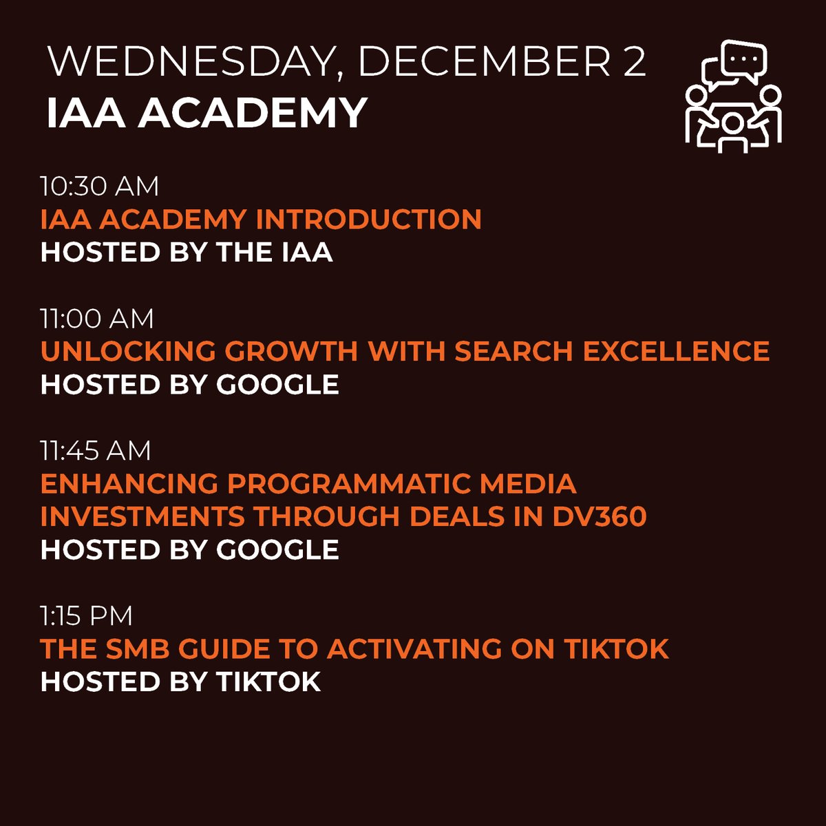madconNYC's tweet photo. The @IAA_Global IAA Academy is starting now! Don't forget - it's the last day of the IAA Academy, your chance to hear from leaders at @Google, @tiktok_us, and @GoAcoustic, so make sure you tune in! https://t.co/jolDsUR0F9