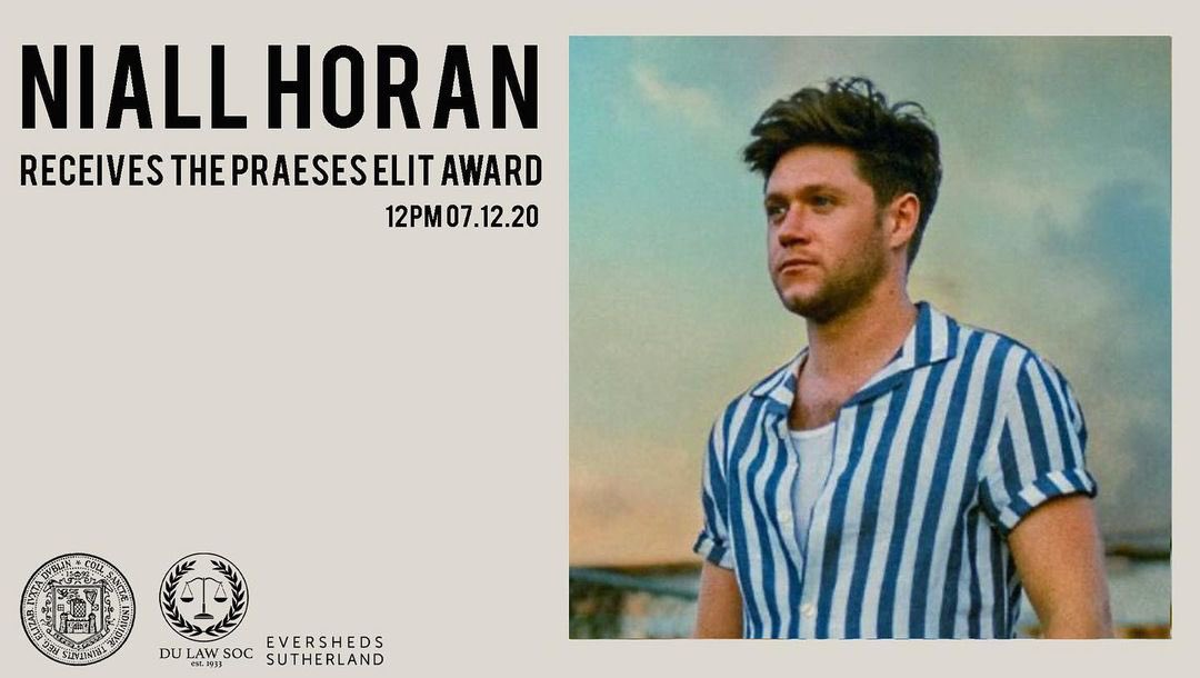 Niall is receiving the ‘Praeses Elit Award’ by DU Law Society at Trinity College Dublin “in recognition of his incredible talent and work ethic, which is famously underscored by a distinct humility despite unthinkable success” 🎊

via tcdlawsoc