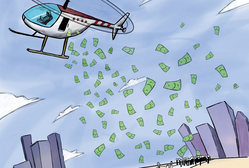 10/ While this (and most) examples of shifts in the Overton Window happen gradually, they can also happen abruptly.Example: Helicopter Money.Milton Friedman's parable of a helicopter dropping money to the people felt like an extreme thought experiment, not a future reality.
