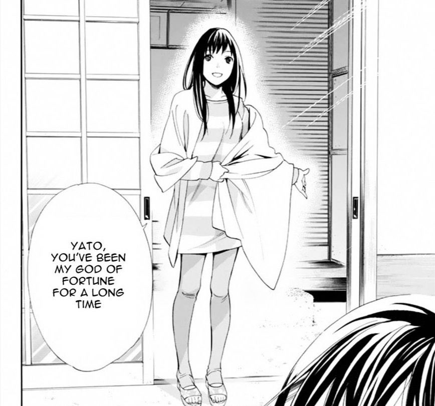 whenever i see this panel the only thing i think about is how yato must've feel after hearing these words,, the words he wanted to hear so long, the words he worked hard for.. and hearing them from the girl he loves, the only person who believed in him through it all.. i just cry 